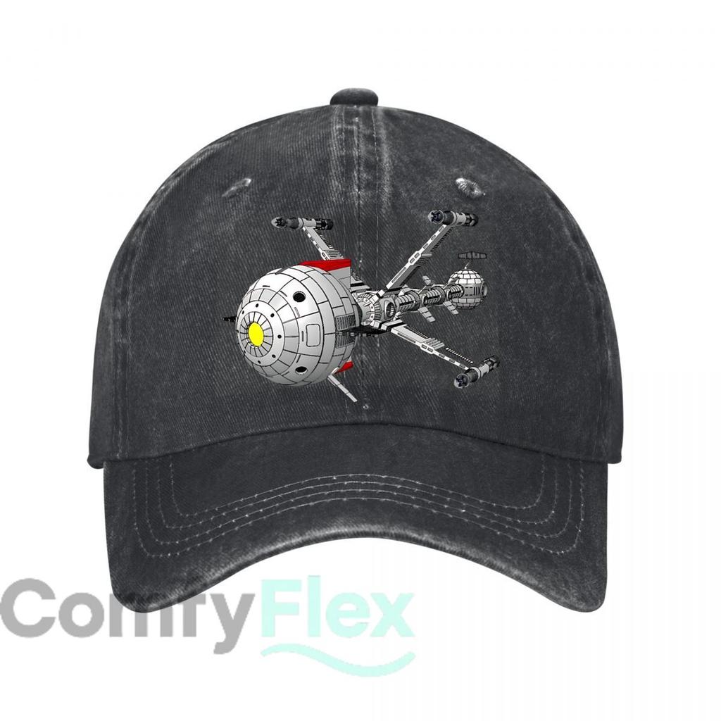 Retro SciFi Spaceship Detailed Design Baseball Cap Unisex Women Distressed Washed Sun Cap Outdoor Workouts Hat