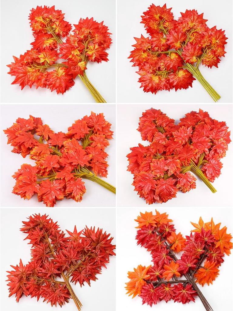 Artificial Red Maple Leaves for Indoor/Outdoor Decor and Landscaping