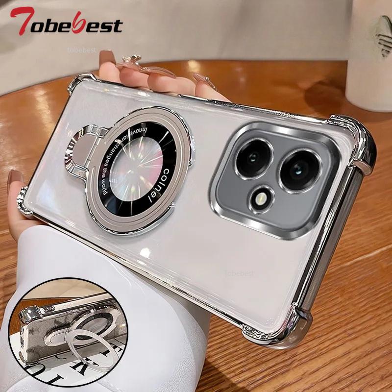 Glitzer Beschichtung Stoßfestes Case Für Huawei Honor 400 Lite Pro Fundas Magnetische Handyhalterung Hülle