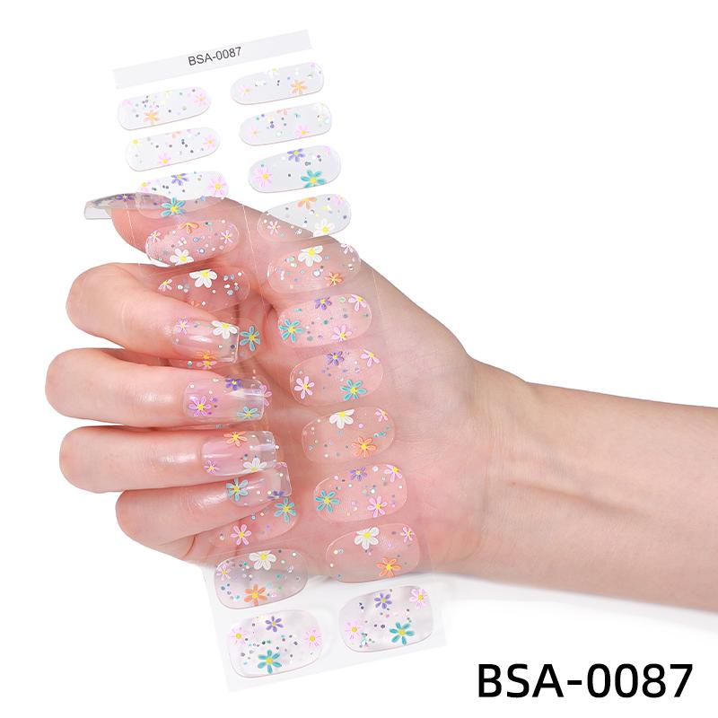 Hot Selling High Quality Low Price Glitter UV Free Gel Nail Stickers Long Lasting Nail Stickers Uv Free Gel Nail Stickers