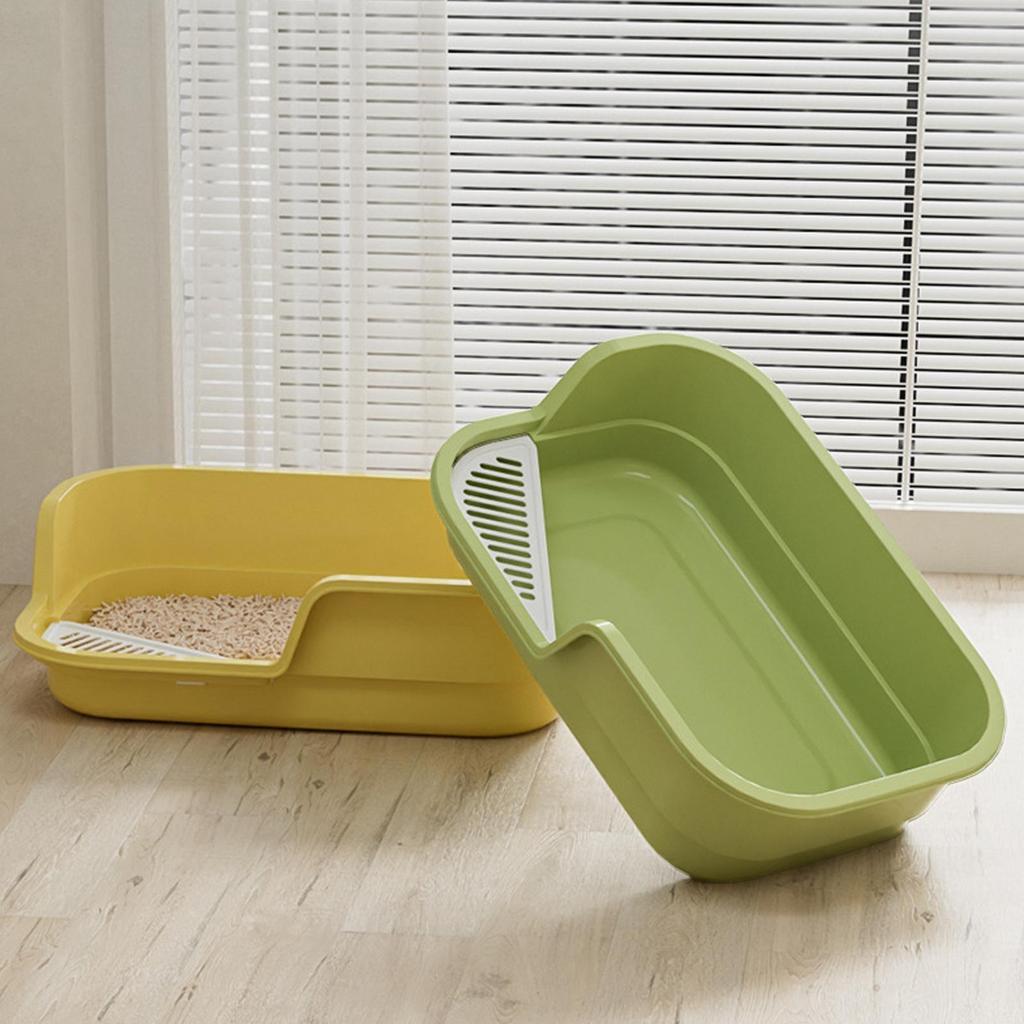 Large Open Top Semi-Enclosed Cat Litter Box with Scoop Easy Clean Odor Control for Home Apartment Hotel Farmhouse Living Room