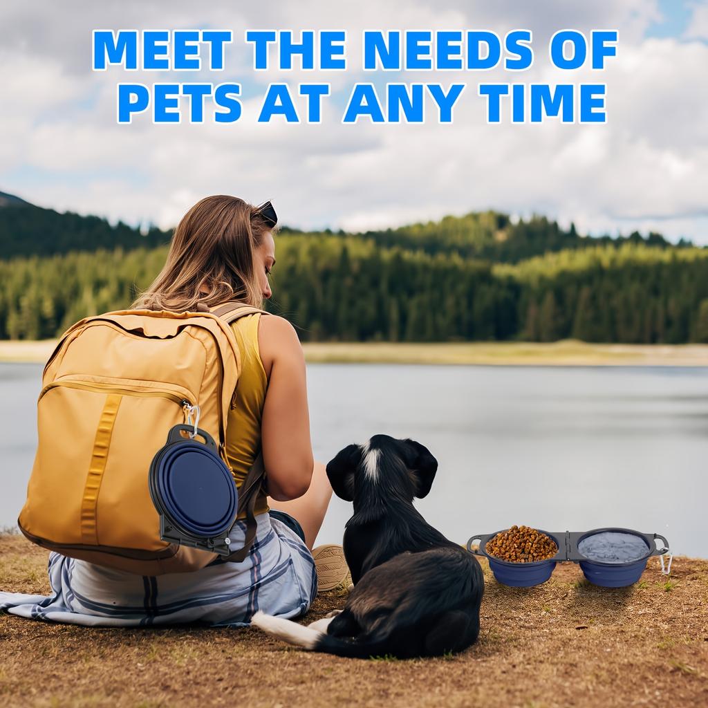 2026 New Collapsible Dog Bowl Set 2 Pack 11.83 oz Portable Water Food Bowl for Small Medium Dogs Travel Camping