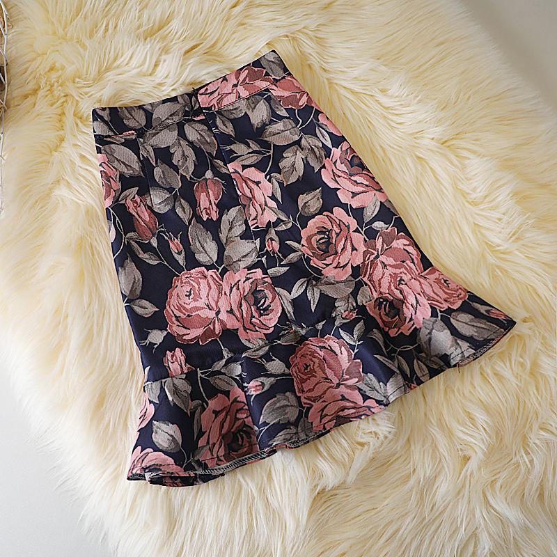 Faldas florales de verano para mujer, moda coreana, cintura alta, falda corta ajustada