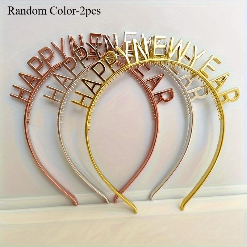 Happy New Year Headbands Letter New Year Eve Hair Hoop Party Headwear for Women, New Year Celebration Photo Prop Festival Decor