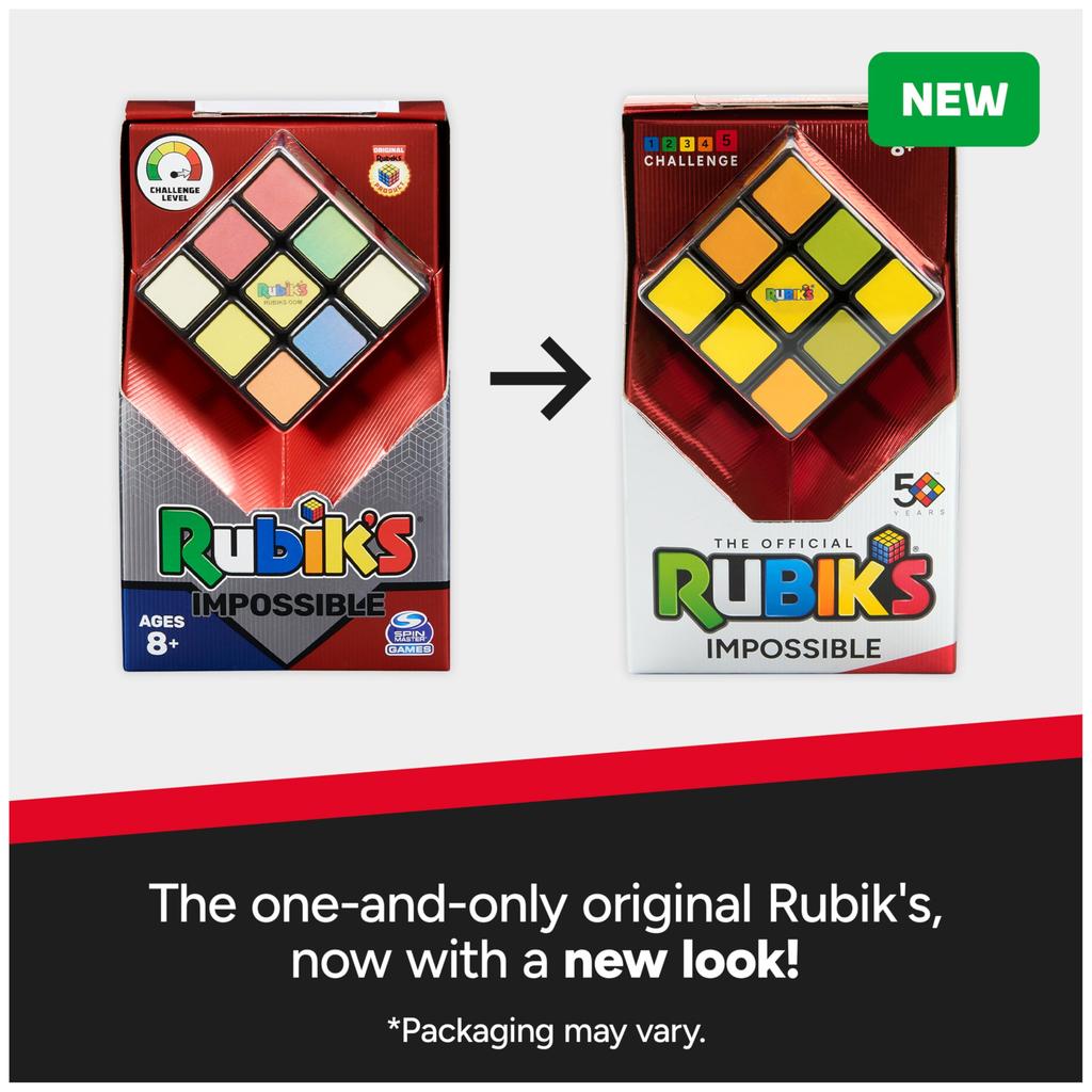 Rubik's Cube Impossible Cube, Advanced Color Matching Puzzle, Original 3x3 Rubik's Twist Fidget Toy, Challenging Brain Teaser & Sensory Puzzle for