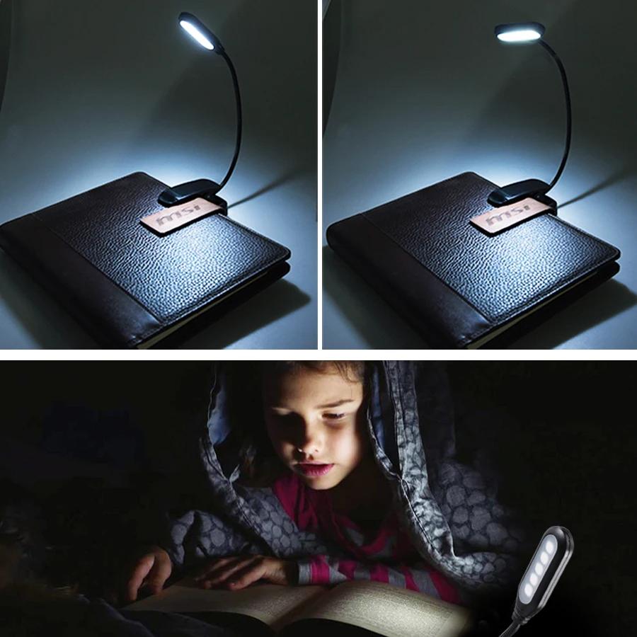 Mini LED Book Night Light Adjustable Clip-On Desk Lamp Battery Powered Flexible Eye Protection Study Reading Table Lamp