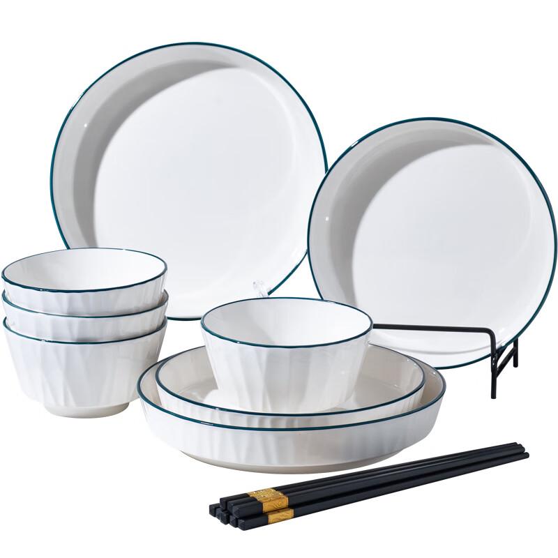 Weidu Nordic Wood Grain 12-Piece Ceramic Dinnerware Set