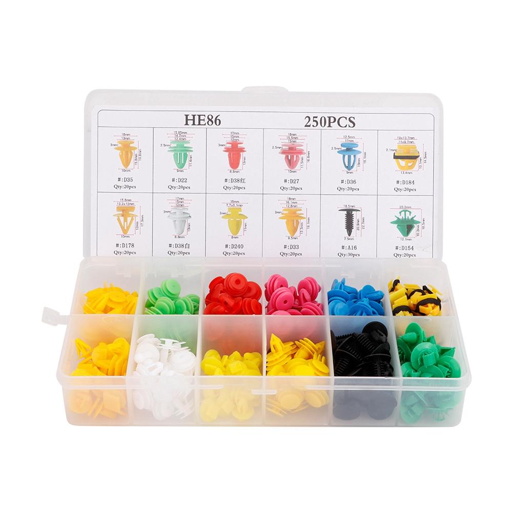

250Pcs Car Door Card Panel Trim Clips Fastener Retainer Push Rivet Kit