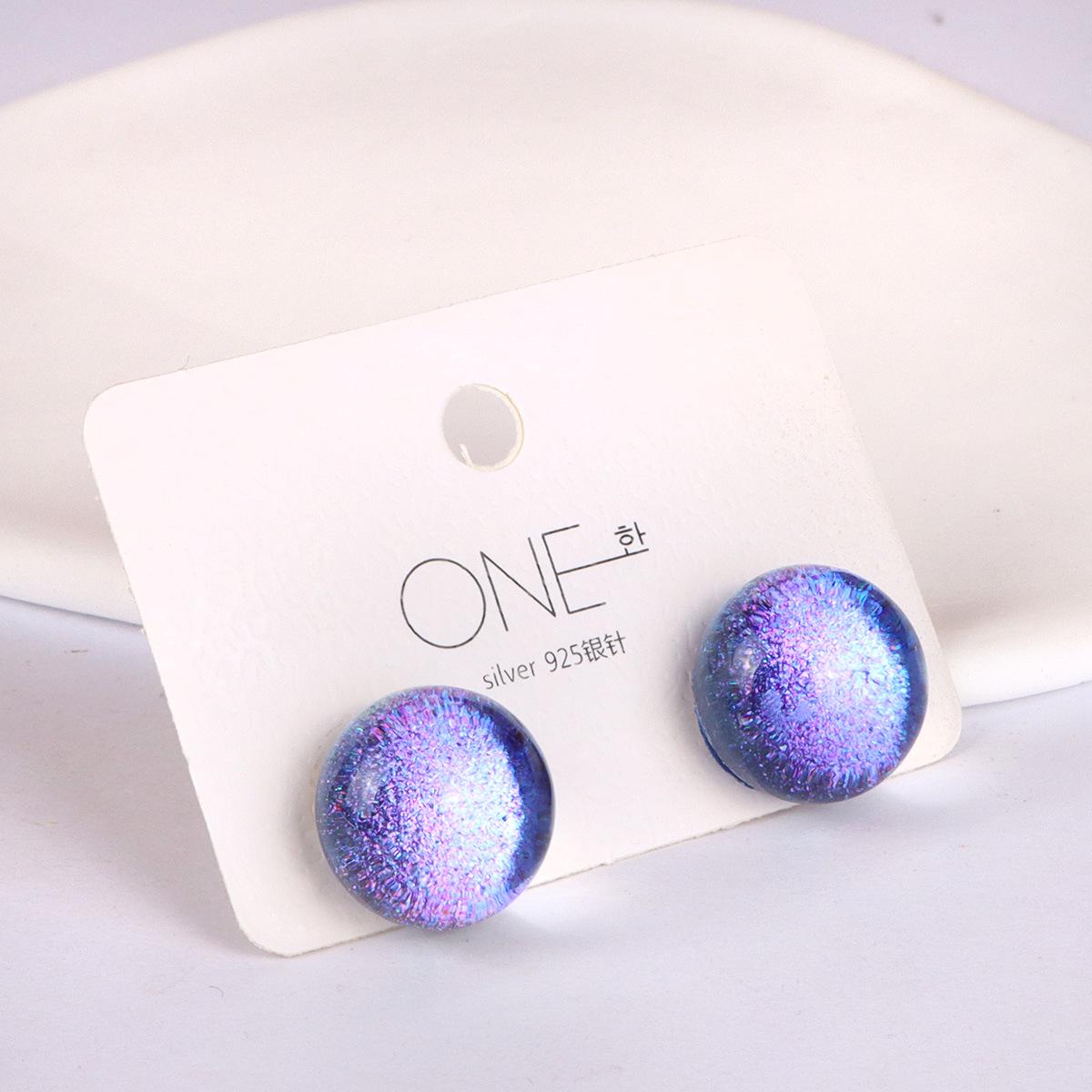 Iridescent Starry Sky Glitter Spherical Earrings (Individual Packaging) королевский синий