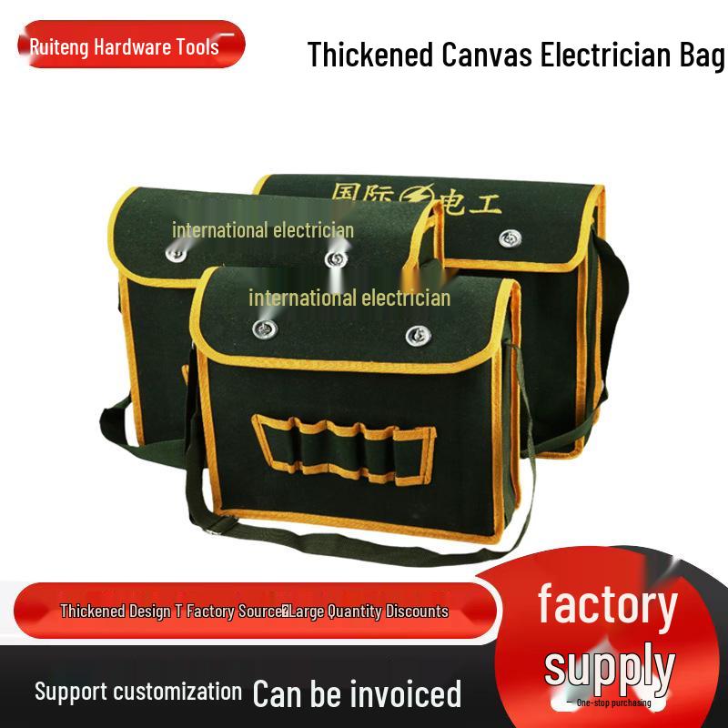 Durable Canvas Tool Bag: Multifunctional, Wear-Resistant, Single Shoulder Carry for Carpentry, Construction, and Electricians.