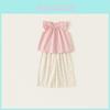 Completo estivo in cotone floreale per bambina con top a maniche corte e pantaloni a gamba larga