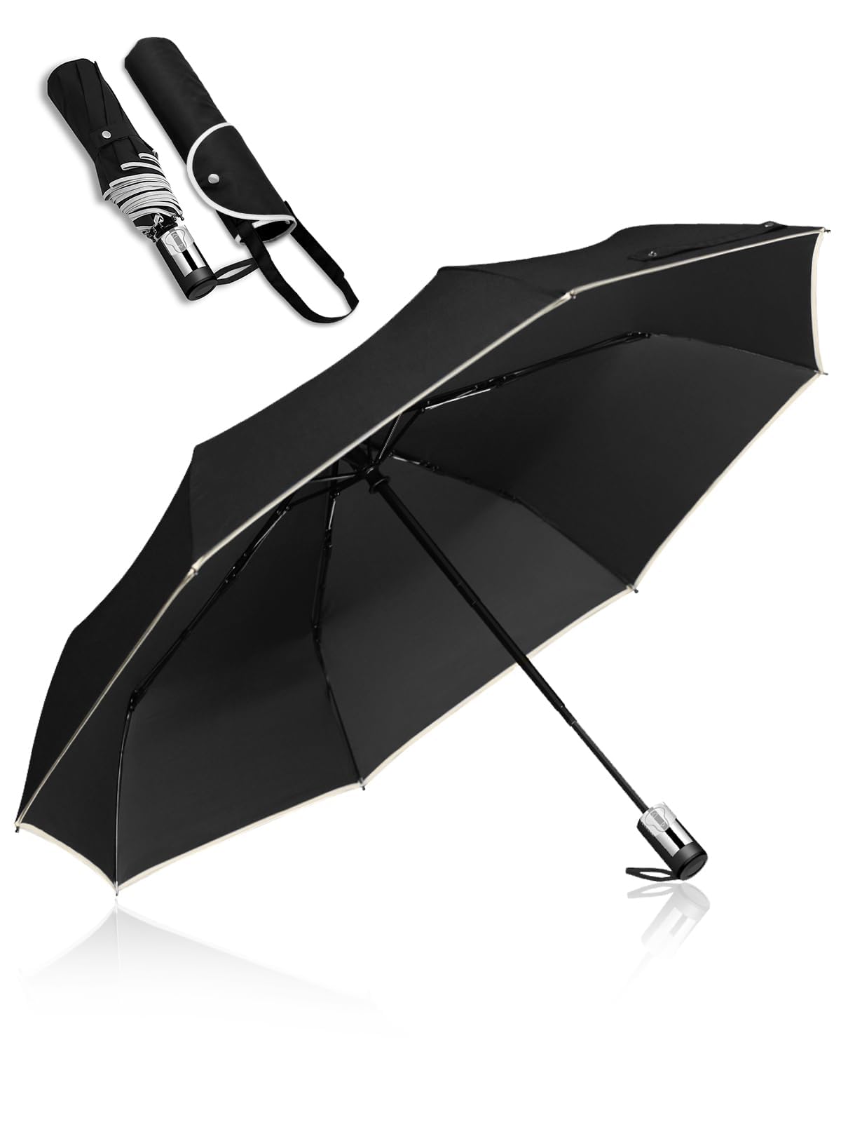 

KIZAWA Складной зонт с автоматическим уровнем для мужчин и зонт от дождя с 8 58-сантиметровыми основными спицами, открывание/закрывание в одно касание, большой, водоотталкивающий, 5, Женский,