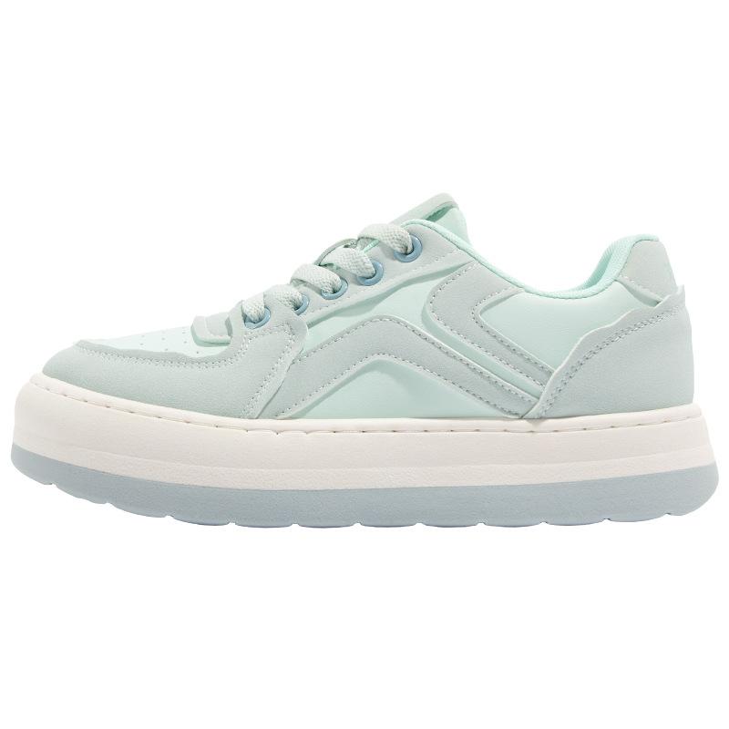 Mint Green Board Shoes Women's Autumn and Winter New Versatile Thick-soled Heightening Bread Shoes Sports and Leisure White Shoes
