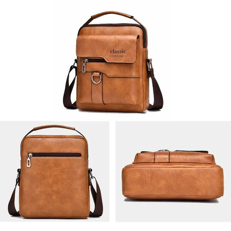 Men Crossbody Bag Men Shoulder Bags Zippers Handbags Large Capacity Artificial Leather Bag For Male Messenger Tote Bags Bolsa