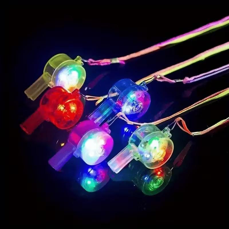 LED Glow Whistle with Lanyard Glow in The Dark Party FavorsFun Toy Whistles for Kids and Adults Party Decoration Accessory