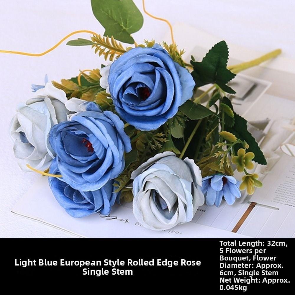 Rosa Riccia Simulato 5 Teste Fiori Finti per Matrimonio Nuovo Arredamento Casa Bouquet Arredamento Casa