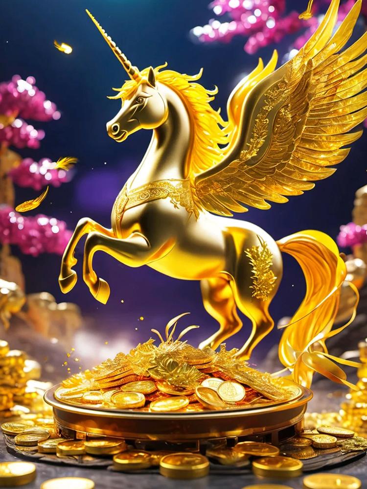 5D DIY Diamond Painting Gold White Swings Unicorn Cross Stitch Kit Full Diamond Embroidery Mosaic Art Picture Rhinestone 2024