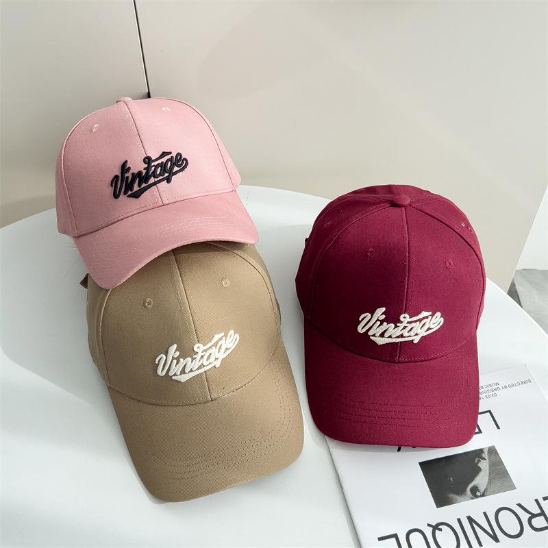 Baseball Hat for Women's Trendy and Versatile Wide Brim Showing Face Small Sun Protection Baseball Cap Korean Version Letter Embroidery
