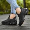 Fashion Air-cushion Walking Shoes for Women PU Leather Casual Sports Shoes Waterproof Ladies Slip-on Outdoor Shoes