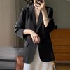 White Silk Satin Women's Suit Jacket - High-End Korean Style for Spring/Autumn 2025