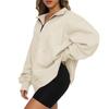 European and American Women's 2022 Autumn/Winter Pocket Half-Zip Long Sleeve Pullover Hoodie Sweatshirt