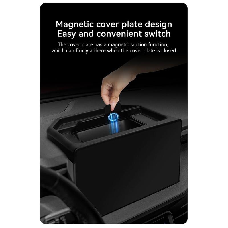 Black Console Storage Box Magnetic Closure Flip Cover Design Expandable Compartment For Maverick Center Console