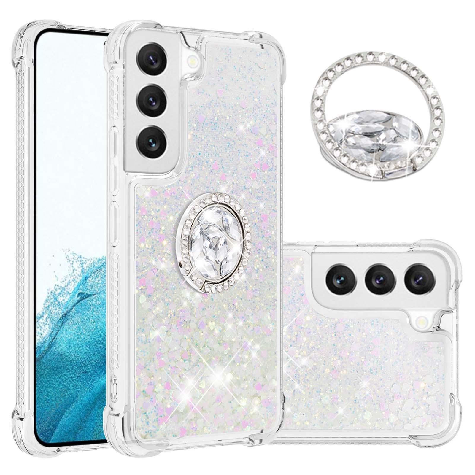 

For Samsung Galaxy S23 TPU Case with Kickstand Quicksand Shockproof Cover Laser/Hearts