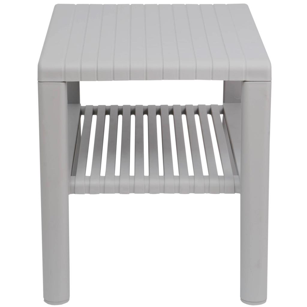 Wytrzymały stolik basenowy kawowy do ogrodu na taras z półką - SZARY