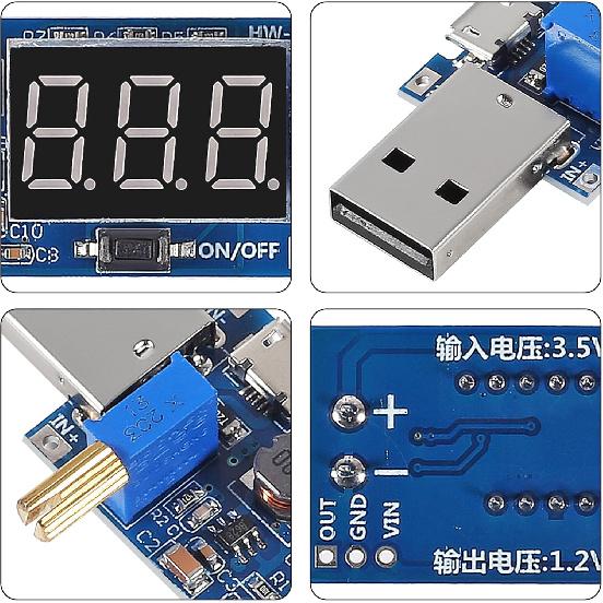 2pcs USB Buck Boost Converter 3.5V-12V to 1.2V-24V DC-DC Adjustable Step Up Step Down Power Supply Module Voltage Regulator 5V to 3.3V 9V 12V 18V 24V