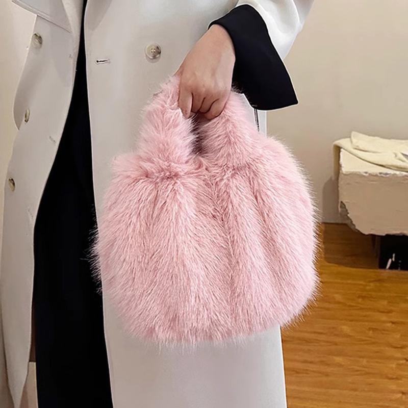 Fashion Cute Soft Plush Bag For Women Girls Luxury Fluffy Tote Bag Versatile Exquisite Autumn Winter Fur Shoulder Handbag Gifts
