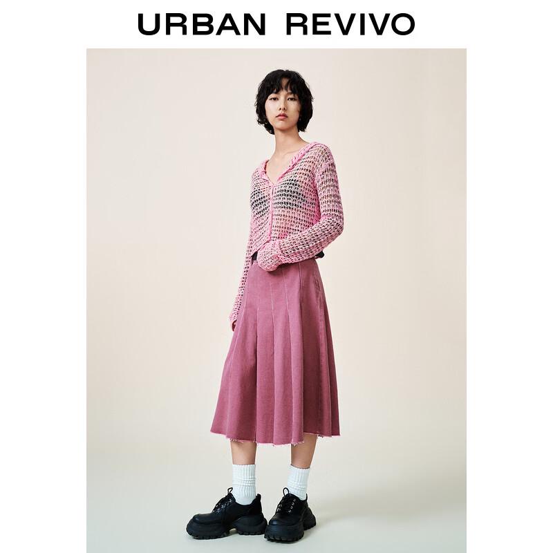UR Women's Textured Hollow Hooded Knit Cardigan