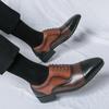 Leather Shoes Square Head British Style Brock Carving Ernest Heightening Hair Stylist