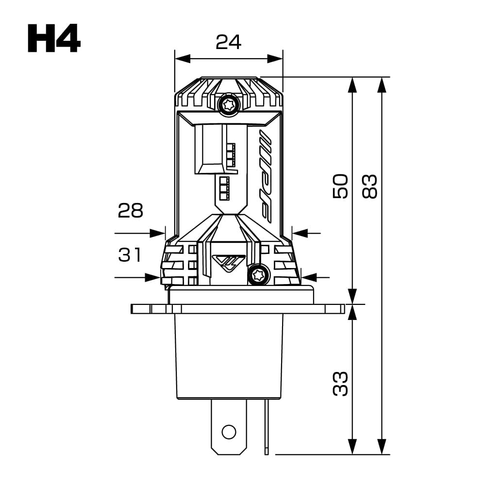 M's Basic by IPF Headlight, LED Bulb for Motorcycles, Smart Series, 4000K H4, Halogen