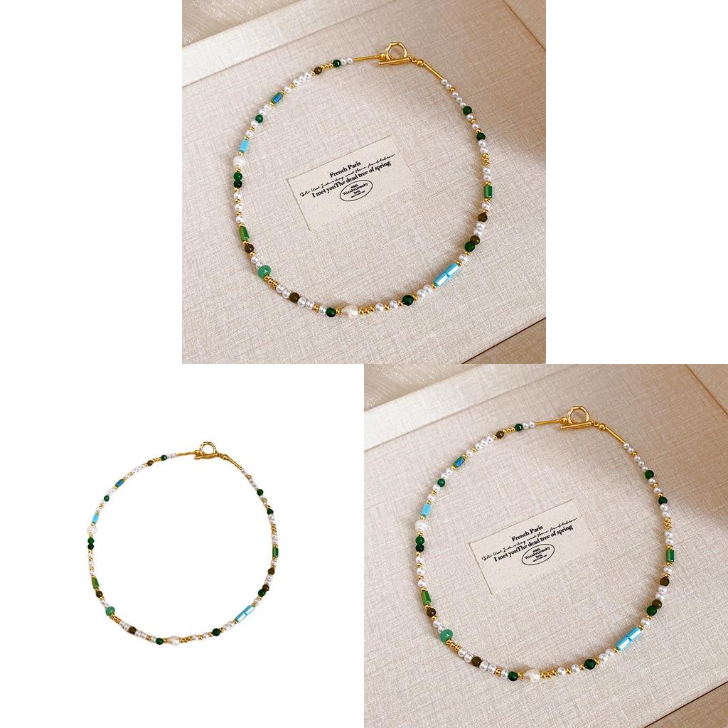 French Retro Pearl Beaded Necklace With Geometric Design For Elegant Women