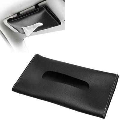LeTradeJP Auto-Taschentuch-Halter für Sonnenblende, Taschentuch-Halter aus PU-Leder zum Aufhängen, Praktisches Auto-Zubehör, Aufbewahrungsbox, Box, Hülle, Halter, (Schwarz)