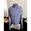 2025 Men's Winter Thick Cotton Stand Collar Vest - Pure Color Casual Jacket