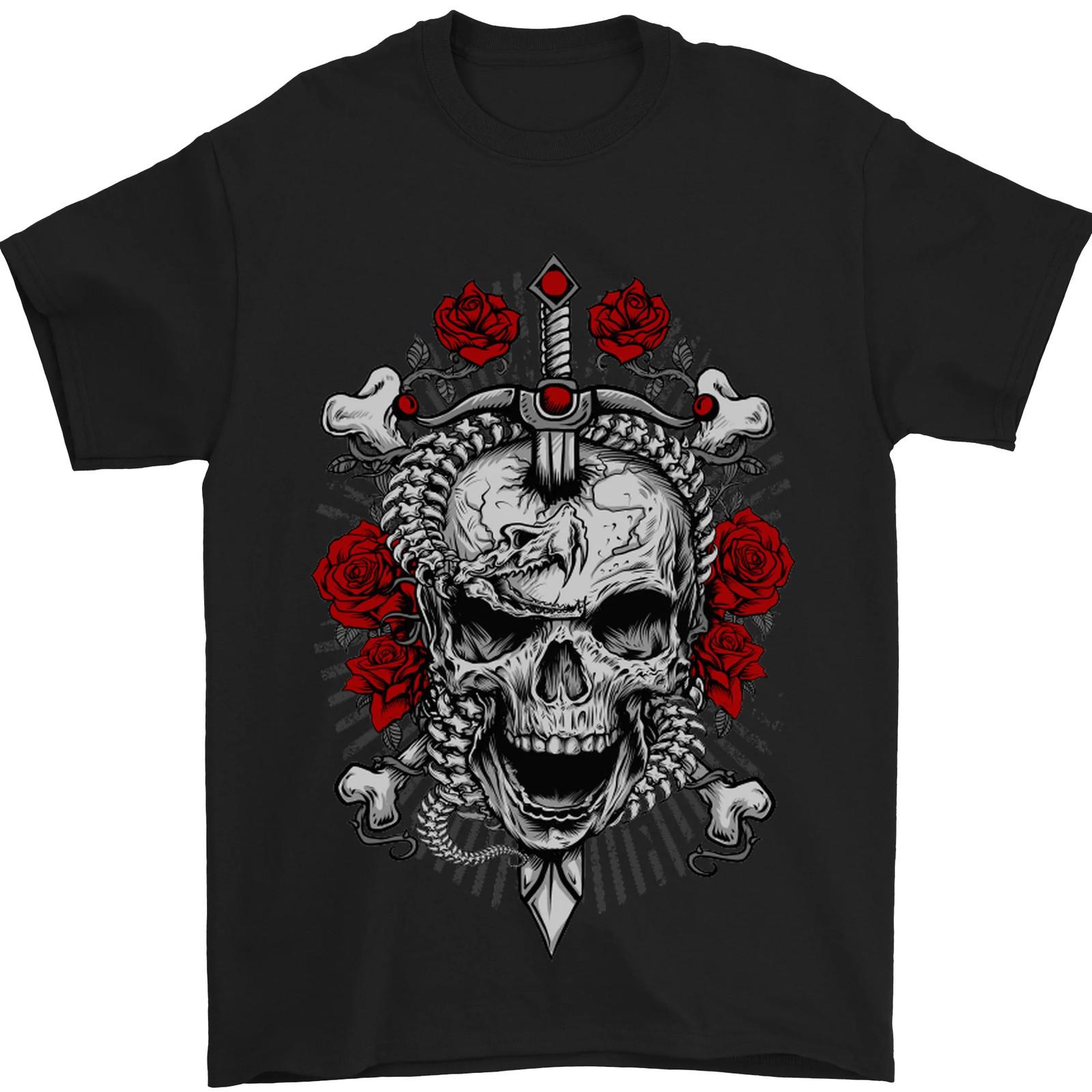 Rebellion Skull Biker Heavy Metal Rock Music Mens T-shirt Cotton XXL