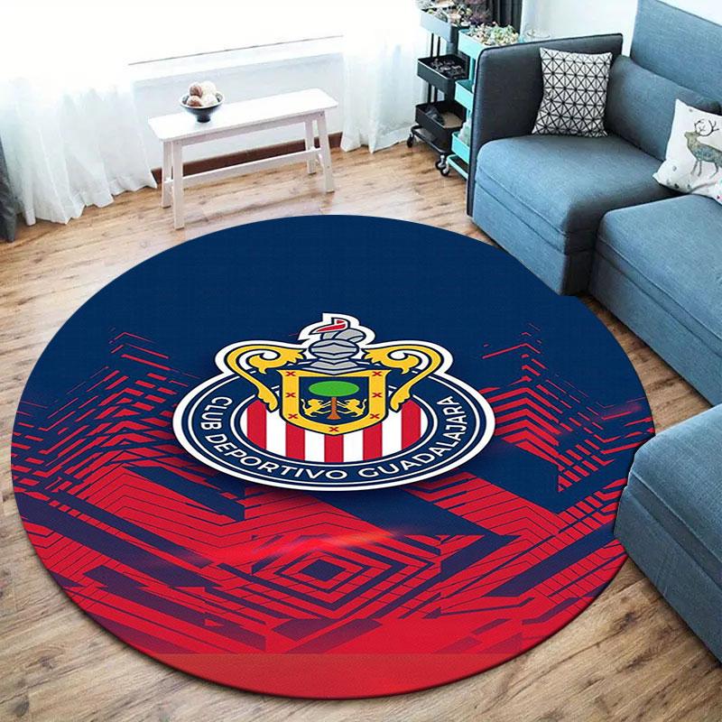 Club Deportivo Guadalajara Round Area Rug,Carpet Rug for Living Room Bedroom Sofa Playroom Decor,Non-slip Floor Mat
