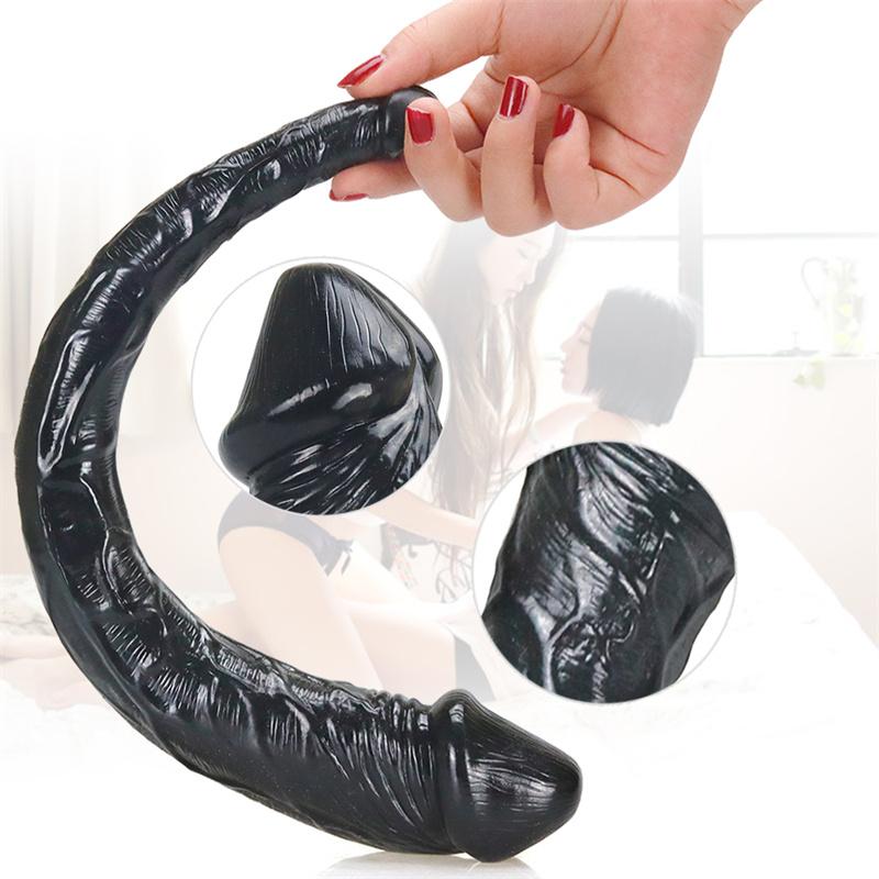 Small Tadpoles Unisex Double-headed Penis Super Long Size Head Dildo Female Pulling Supplies