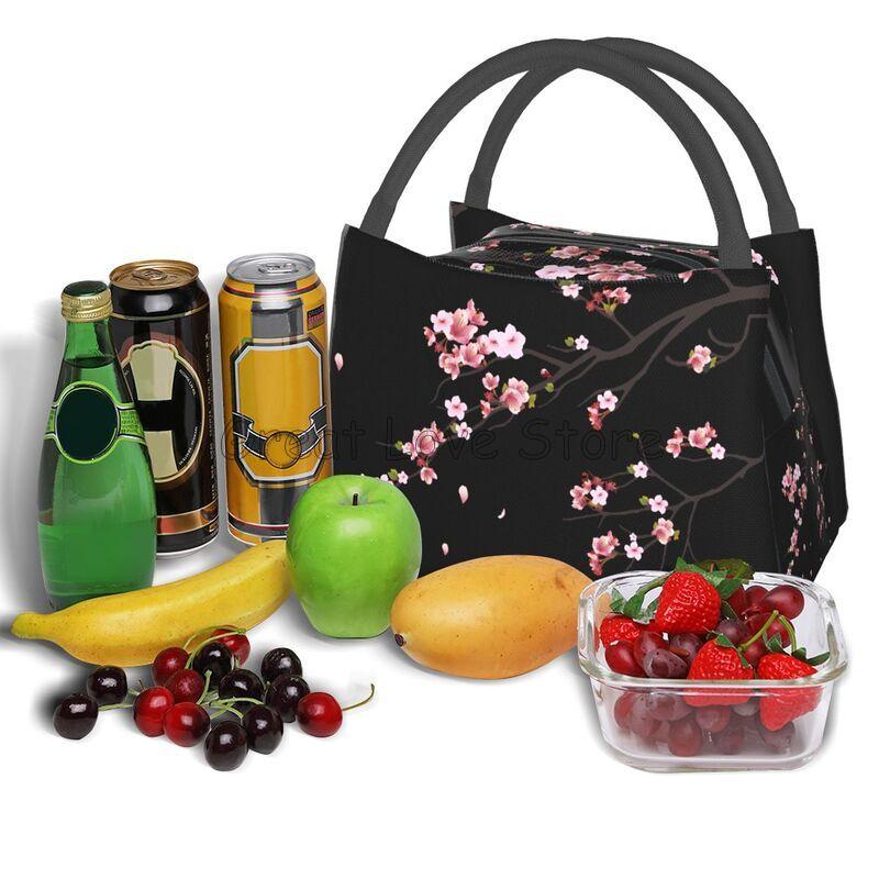 Borsa Termica Pranzo con Stampa Fiori di Ciliegio Sakura Giapponesi Riutilizzabile Portatile per Donna Scatola Pranzo Isolante per Viaggio Picnic Lavoro