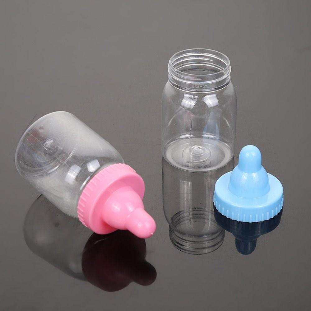 4pcs Pink Blue Baby Bottle Candy Box Transparent Mini Feeding Bottle  Baby Shower Party