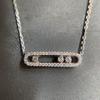 European-Style Gold-Plated S925 Silver Diamond Paperclip Necklace with Three Movable Beads