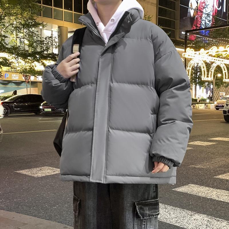 Big Size Cotton Clothing Men and Women Paragraph Winter Thickened Bread Clothing Stand-up Collar Cotton Jacket Loose Thickened Cotton Coat Men