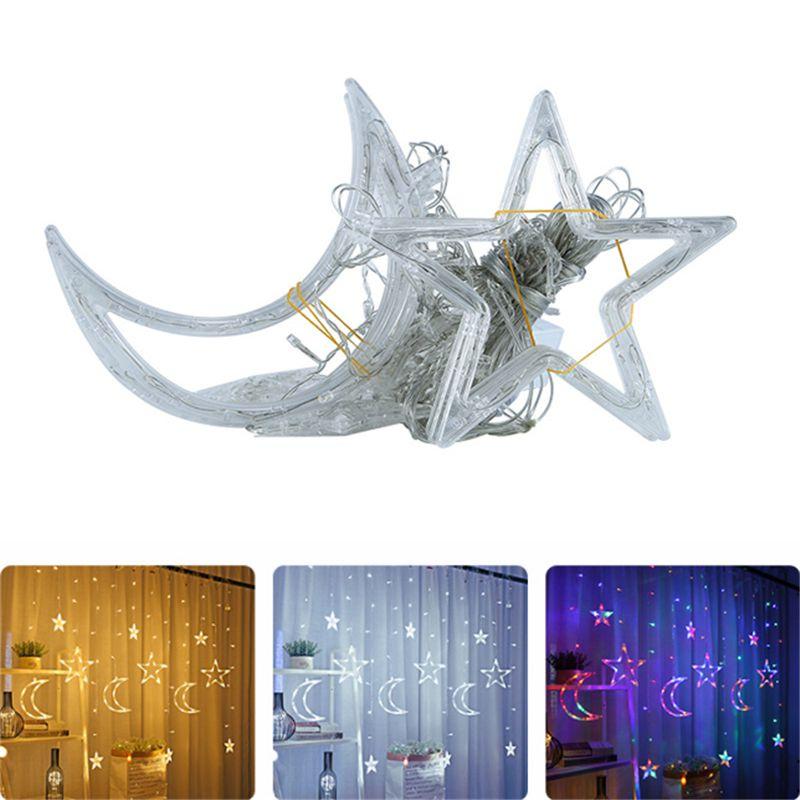 Enchanting 3.5m Twinkling Star Moon Led Curtain Light For Magical Home Decor