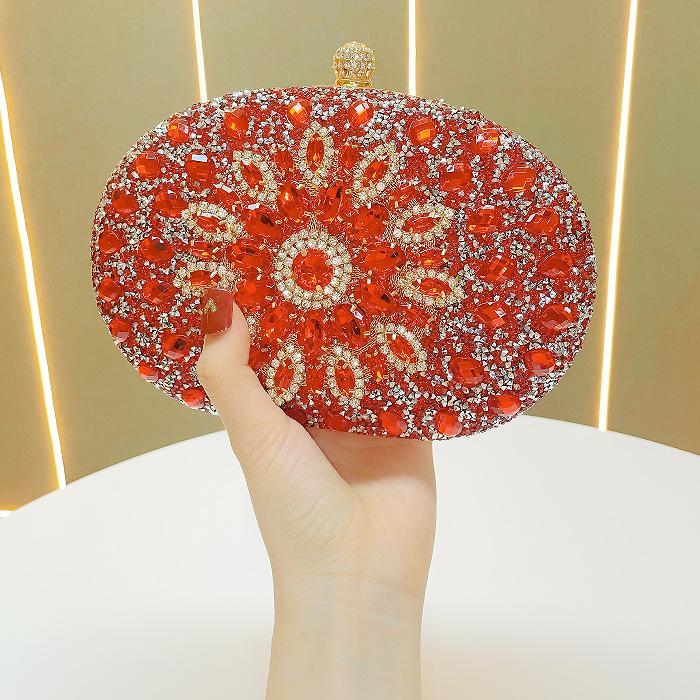 Textured Water Diamond Bag Banquet Clutch Bag Diamond-encrusted Hand-held Dinner Bag Cheongsam Bag