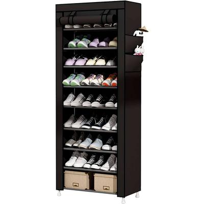 Shoe Cabinet Fabric Shoe Rack with Zippered Door and Side Pockets Home 160x88x30cm 27 Pairs