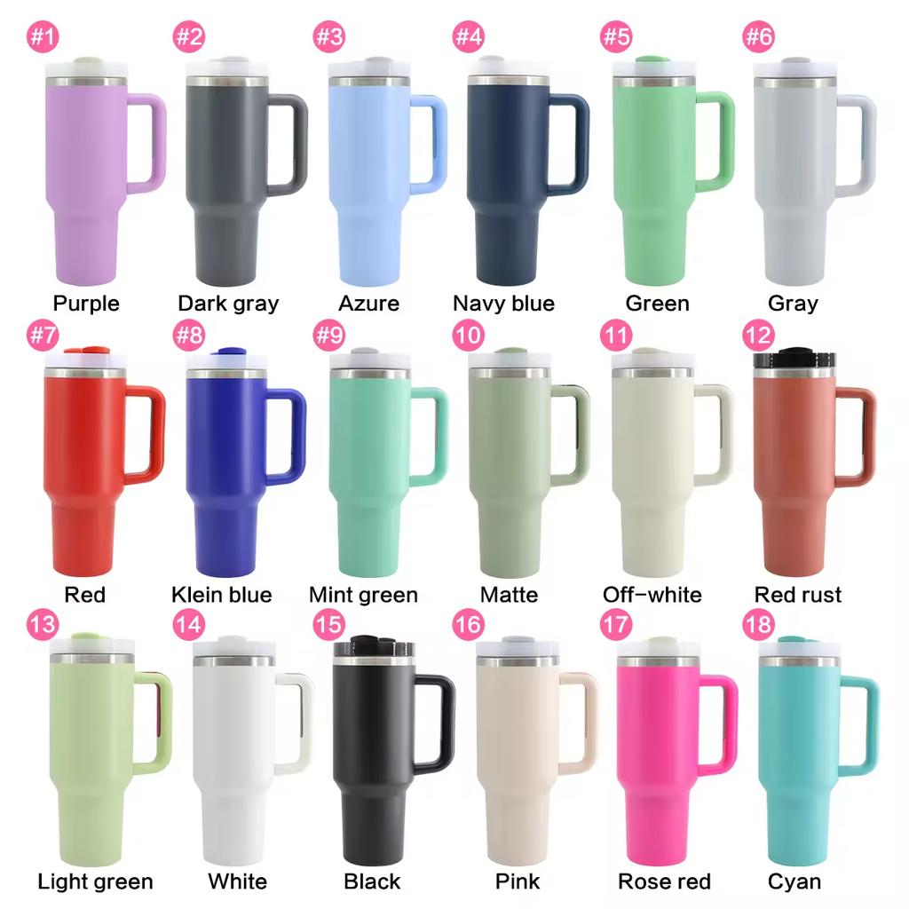 Custom 40oz Tumbler with Handle Double Wall Stainless Steel TUMBLER with Straw Coffee Mug with Lid Stanlyyem Cup