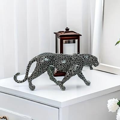 Leopardenstatue Harz Panther Skulptur Sammlerstück Geparden Figur Moderne Wohnbüro Dekoration für Wohnzimmer Tischplatte Buch