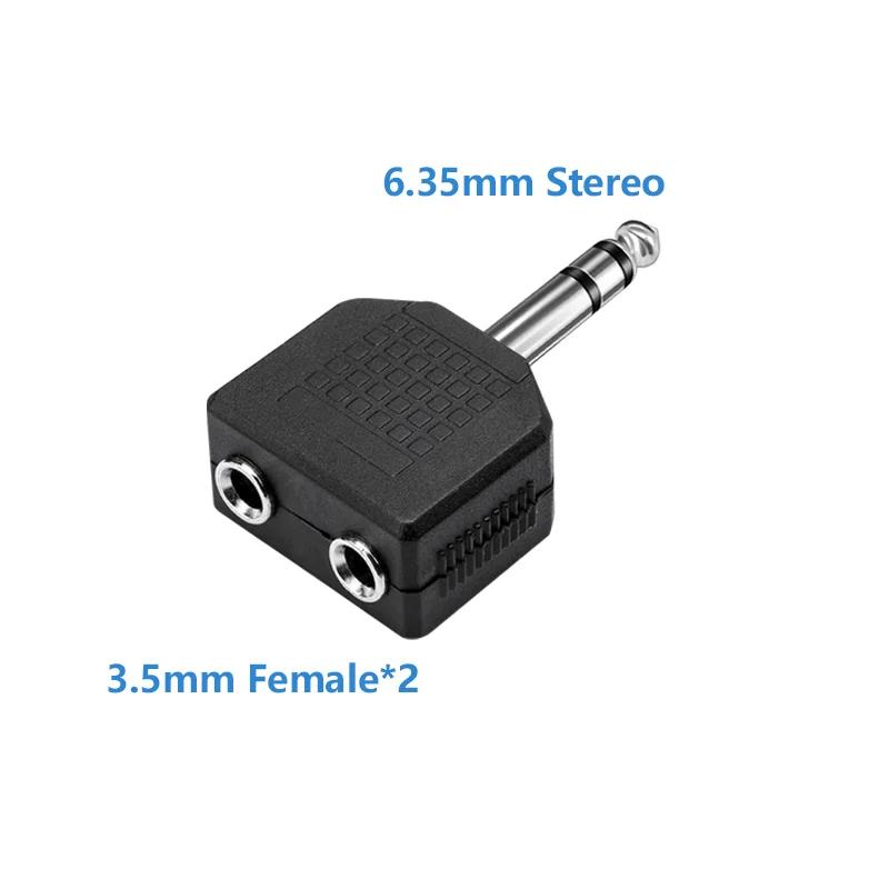 5/20Pcs Y Splitter Dual Channel Plug Jack 6.35 Stereo Male To Double 3.5 Female Connector for Audio Adapter Headphone Mic