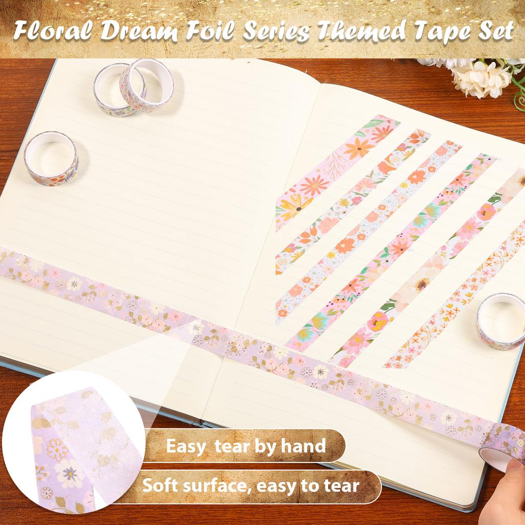 48 Roll Washi Tapes 1/1.5/2cm Floral Gold Foil Adhesive Decorative Masking Tape Scrapbook Stationery Stickers School Supplies